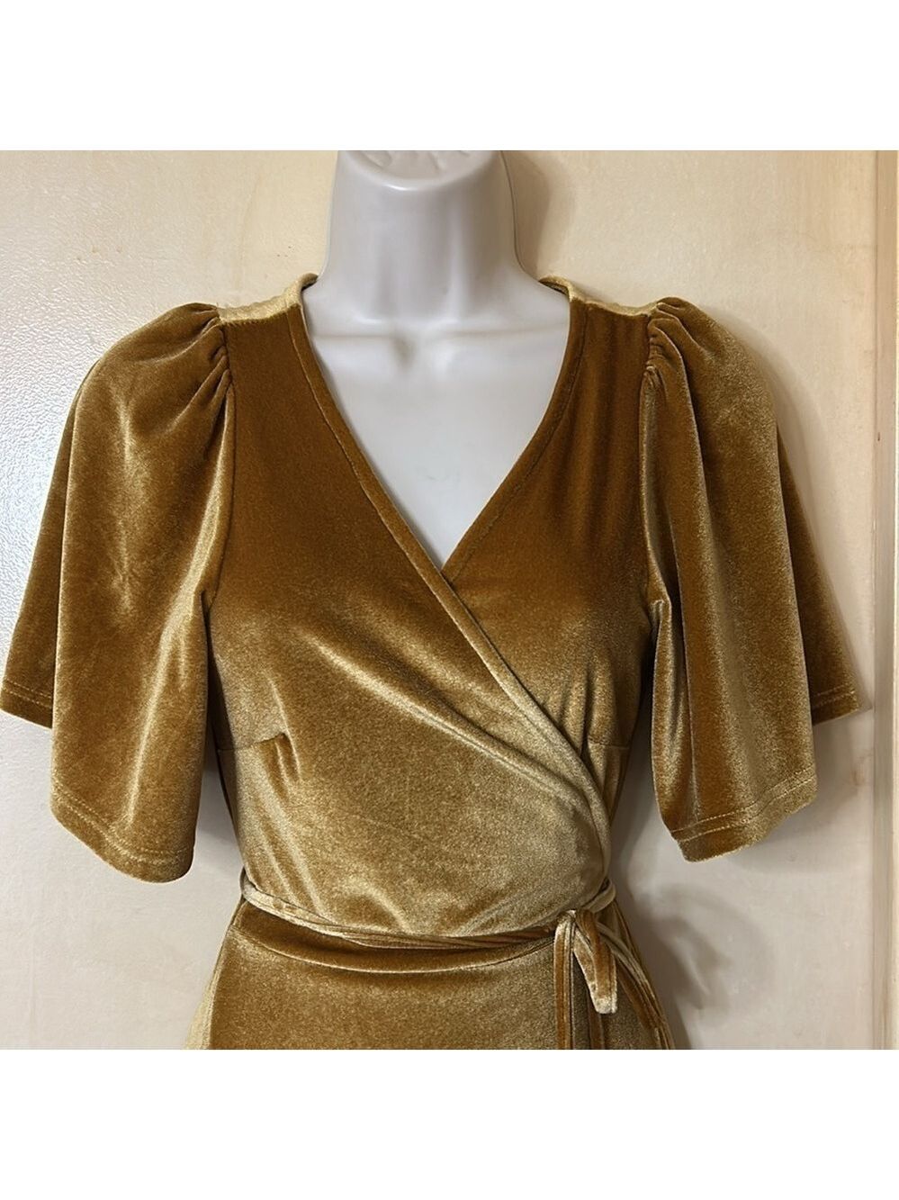 Baltic Born bronze velvet wraparound maxi dress size S - Picture 3 of 11